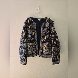 Wonderly Navy Blue Floral Quilted Jacket